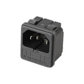 Power Socket 15A 250V AC 3 Terminal Power Socket With Fuse Holder Connector Power Plug - a black, rectangular AC power inlet with three metal pins.