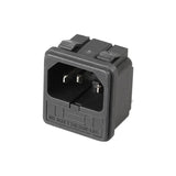 Power Socket 15A 250V AC 3 Terminal Power Socket With Fuse Holder Connector Power Plug - a black, rectangular AC power inlet with three metal pins.