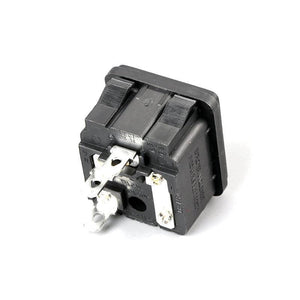 Power Socket 15A 250V AC 3 Terminal Power Socket With Fuse Holder Connector Power Plug - black plastic panel-mount power socket with three metal terminals.