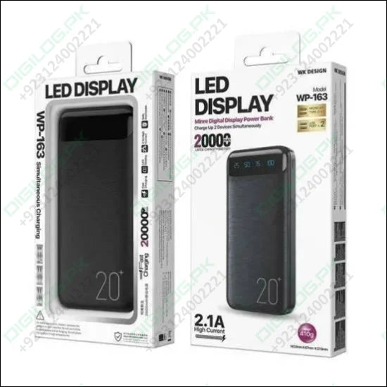 20000mah Fast Charging Power Bank Black Wp-163 Led Display