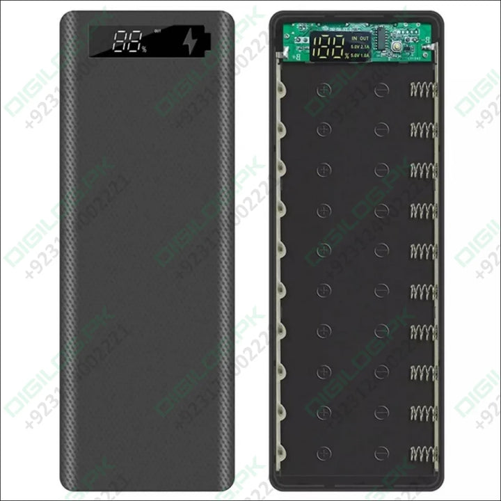 Power Bank Case 10 Cell 18650 Rechargeable Batteries Dual