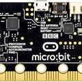 PRE Booking Bbc Micro Bit Go - a black rectangular microcontroller board featuring a micro-USB port, a reset button, a battery connector, and gold-plated pins.