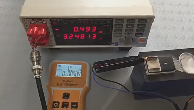 RC3563 Battery Internal Resistance Tester - product video, preview showing a battery tester connected to a digital display unit