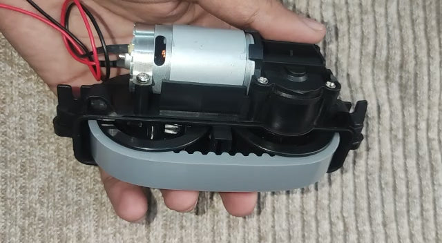 DC Gear Motor With 3.7V To 12V Operated - product video, preview showing a dc motor attached to a black gearbox with a grey timing belt
