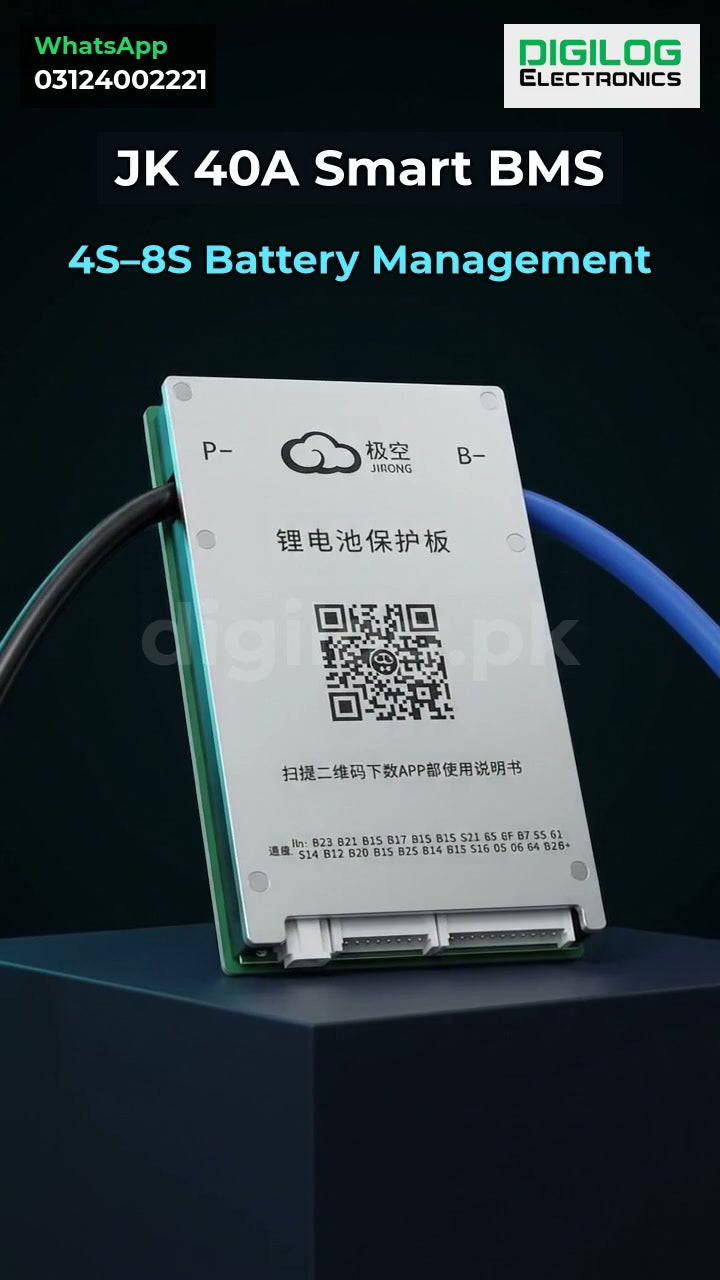 JK-BD4A8S4P 40A Smart BMS - 4S–8S, Bluetooth, 0.4A Active Balancing