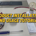 RA24K45 24GHz Presence Sensor Switch – Integrated mmWave Radar Module, Human Motion Detection - product video, preview showing a light bulb, sensor module, power plug, and screwdriver on a table