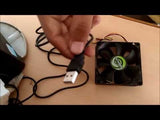 Turn CPU Fan Into Desk Fan OR USB Fan | DIY Science Project - product video, preview showing a black computer fan and a usb plug held by a hand
