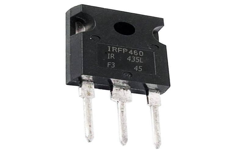 Pull Out IRFP460 Power MOSFET - a black, three-pin electronic component with IRFP460, IR 435L, F3, and 45 printed on its front face.