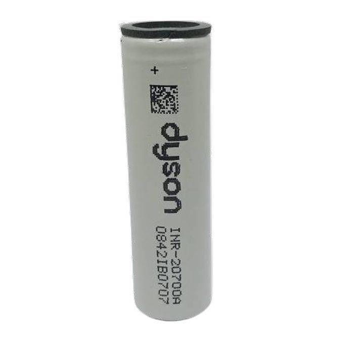 Pull-out Original Lithium Ion Cell 3.7V 3000mAh Li Ion Battery Cell INR-20700A - a grey cylindrical battery printed with the Dyson logo, INR-20700A, and the serial number 0842IB0707.