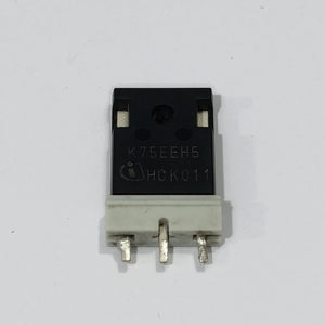 Pullout K75EEH5 IGBT Transistor 75A 600V 250WK75EEH5 IGBT Transistor 75A 600V - a black rectangular electronic component with three metal pins and a white plastic base, showing the printed model number.