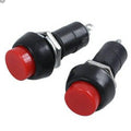 Push On Push Off Button Power Button Switch - two cylindrical black switches with prominent red push buttons and silver mounting nuts.