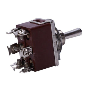 Push Switch Dpdt Toggle Switch - a brown rectangular electrical switch with a metal lever and six screw-terminal connectors on the back.