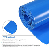 PVC Heat Shrink Blue Tube 1meter - shown as a coiled roll of blue PVC tubing with a circular inset highlighting the flat, flexible material.