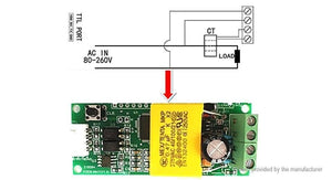 PZEM-004T 100A Single Phase Power Energy Meter Module - shown with a green circuit board, a yellow capacitor, a black button, and a wiring diagram.