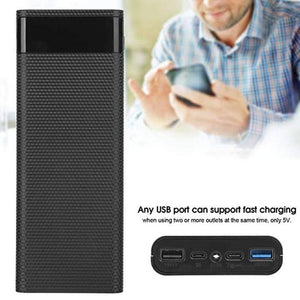 Quick Charging Qc 3.0 Fast Charging DIY Power Bank 8x18650 Portable USB Port Power Bank - a black rectangular power bank with a top display and a bottom panel with two USB ports.