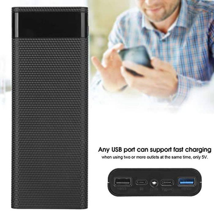 Quick Charging Qc 3.0 Fast Charging DIY Power Bank 8x18650 Portable USB Port Power Bank - a black rectangular power bank with a top display and a bottom panel with two USB ports.
