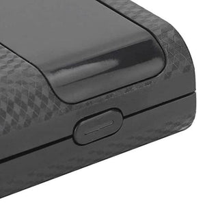 Quick Charging Qc 3.0 Fast Charging DIY Power Bank 8x18650 Portable USB Port Power Bank - close-up of the black textured casing featuring a single oval-shaped button on the side.