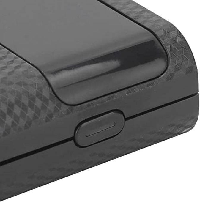 Quick Charging Qc 3.0 Fast Charging DIY Power Bank 8x18650 Portable USB Port Power Bank - close-up of the black textured casing featuring a single oval-shaped button on the side.