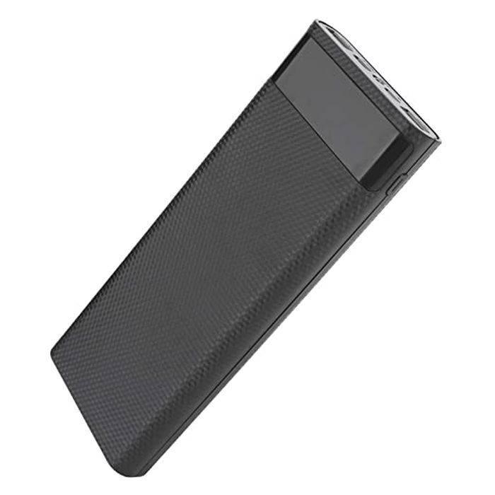 Quick Charging Qc 3.0 Fast Charging DIY Power Bank 8x18650 Portable USB Port Power Bank - a black, rectangular portable power bank case with a glossy top display and multiple ports.