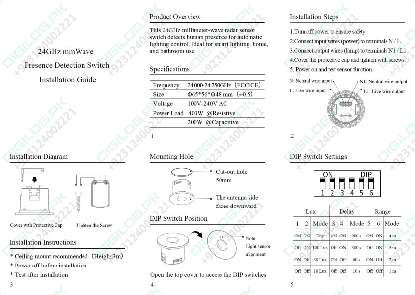 RA24K45 24GHz Presence Sensor Switch – Integrated mmWave Radar Module Human Motion Detection - Radar Sensor Module