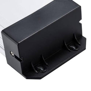 Rainproof Power Supply 12V 150W Outdoor SMPS For LED Landscape Lighting - close-up view of the black plastic end cap with mounting tabs and a single visible side screw.