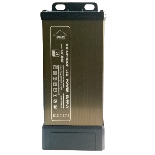 Rainproof Power Supply 12V 200W Outdoor SMPS For LED Landscape Lighting - a rectangular, metallic-bronze outdoor SMPS unit with a black top mounting bracket and a black bottom terminal cover.