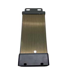 Rainproof Power Supply 12V 200W Outdoor SMPS For LED Landscape Lighting - a rectangular device with a metallic bronze-colored body and black end caps featuring mounting holes.