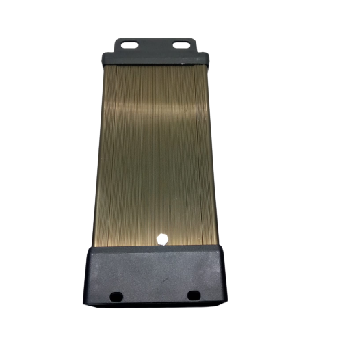 Rainproof Power Supply 12V 200W Outdoor SMPS For LED Landscape Lighting - a rectangular device with a metallic bronze-colored body and black end caps featuring mounting holes.