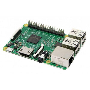 Raspberry Pi 3 Model b With Casinig - a green circuit board featuring a Broadcom processor, GPIO pins, USB ports, an Ethernet port, HDMI, and an audio jack.