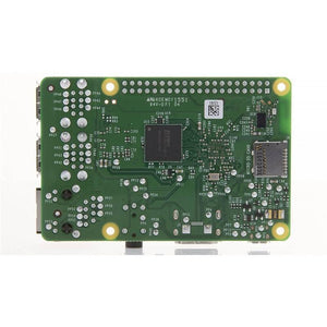 Raspberry Pi 3 Model b With Casinig - the green printed circuit board with a central Elpida processor, a micro SD card slot, and various electronic components.