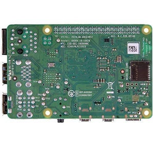 Raspberry Pi 4 4GB RAM - shown from the bottom side, featuring a green circuit board with a micro SD card slot and various soldering points and ports.