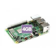 Raspberry Pi 4 4GB RAM - a green circuit board featuring a 40-pin header, two micro HDMI ports, two USB 3.0 ports, two USB 2.0 ports, and Ethernet.