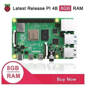 Raspberry Pi 4 8GB RAM Model b Quad Core CPU 1.5GHz Development Board - a green rectangular circuit board with a GPIO header, USB ports, HDMI ports, a USB-C power port, and a camera connector.