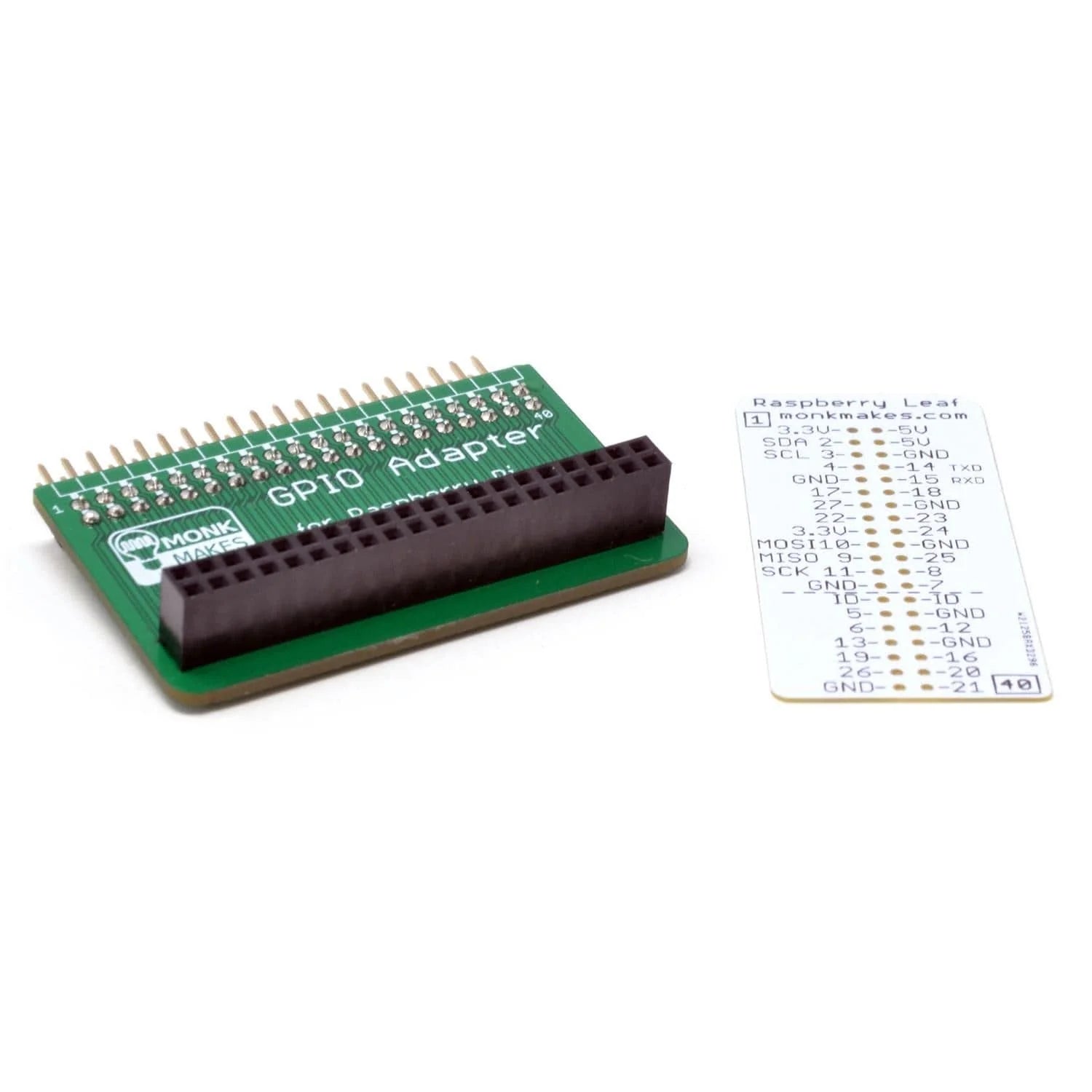 Raspberry Pi 400 4GB RAM Your Complete Personal Computer, Built Into a Compact Keyboard-digilog.pk - a green rectangular circuit board with a black 40-pin header and a separate white reference card showing pin labels.