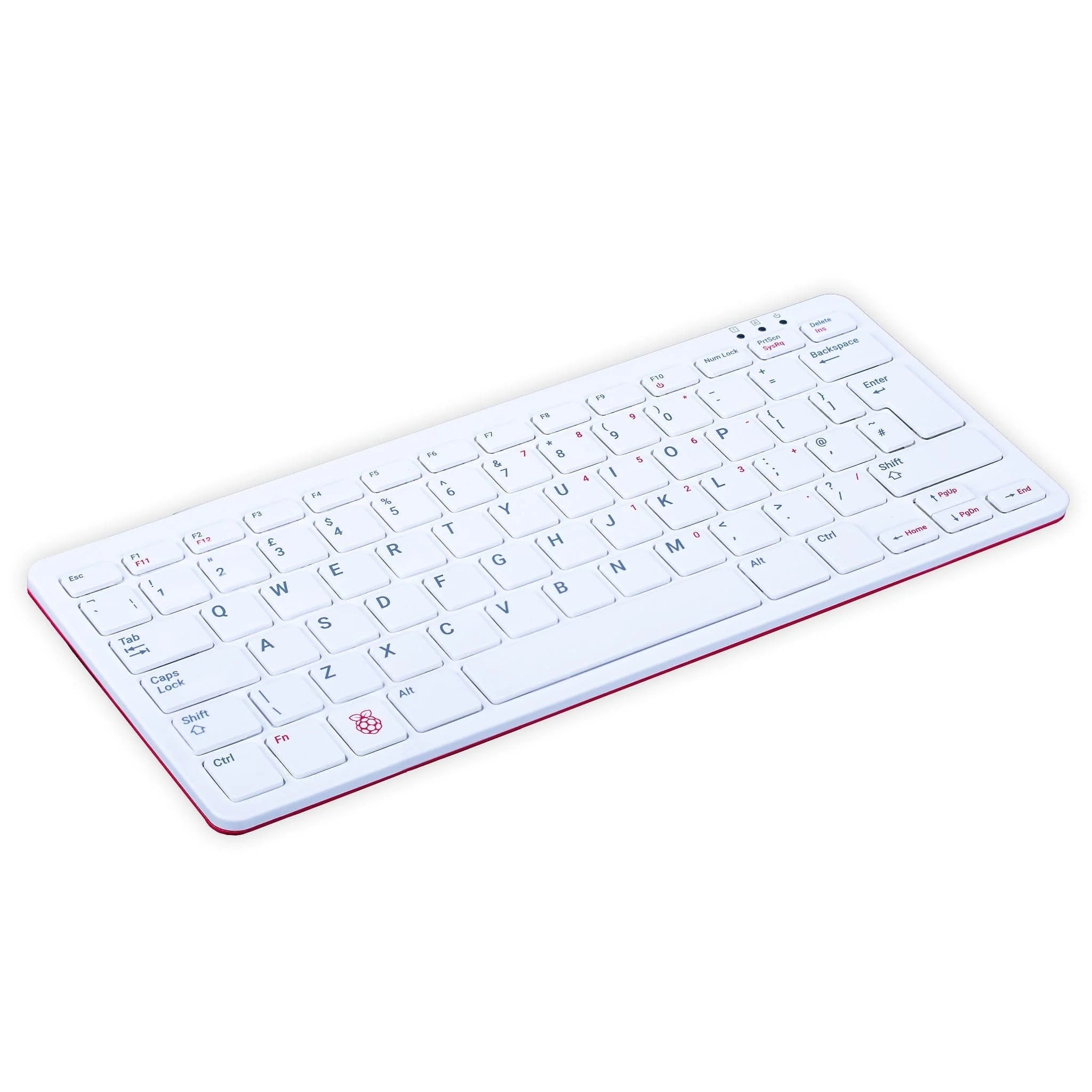 Raspberry Pi 400 4GB RAM Your Complete Personal Computer, Built Into a Compact Keyboard-digilog.pk - a white compact keyboard with a Raspberry Pi logo on the Fn key, shown from a high-angle perspective against a white background.