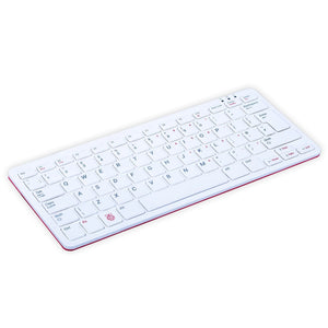 Raspberry Pi 400 4GB RAM Your Complete Personal Computer, Built Into a Compact Keyboard-digilog.pk - a white compact keyboard with a Raspberry Pi logo on the Fn key, shown from a high-angle perspective against a white background.