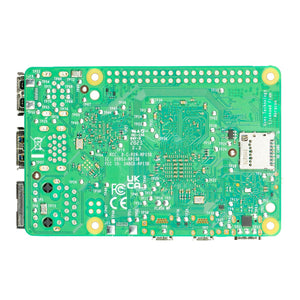 Raspberry Pi 5 16GB | High-Performance SBC | Digilog.pk - a green rectangular circuit board showing the underside with various test points, a microSD card slot, and edge connectors.