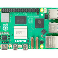 Raspberry Pi 5 8GB RAM - the HAT+ GPIO header, memory-size markings, four USB ports, Ethernet jack and twin micro-HDMI outputs.