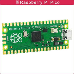 Raspberry Pi Pico RP2040 Cheap Price - a green rectangular microcontroller board featuring a central chip, a micro-USB port, a BOOTSEL button, and an LED indicator.