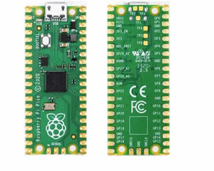Raspberry Pi Pico RP2040 Cheap Price - the front and back of the green microcontroller board, including the micro-USB port, BOOTSEL button, and pin headers.