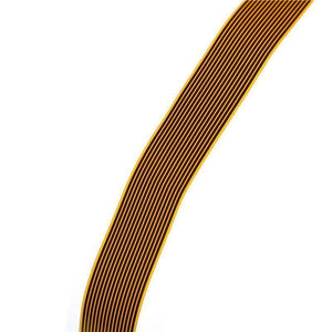 Raspberry Pi Zero Camera Cable 160mm 16cm Camera Ribbon Ffc Cable Connection Wire - a close-up view of a long, flexible, orange and black flat ribbon cable with metallic connector pins at the ends.