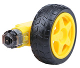 Rc Car Tt Gear Motor DC 3V-6V Robot Smart Robot Car Tyre Wheel Gear Motor Set DC 3-6V - a yellow gear motor attached to a black and yellow wheel.