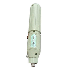 Rechargeable Drill Machine 5V DC Powered Mini Hand Held Used Condition - a beige handheld tool with a power switch on the side and a metal chuck at the tip.