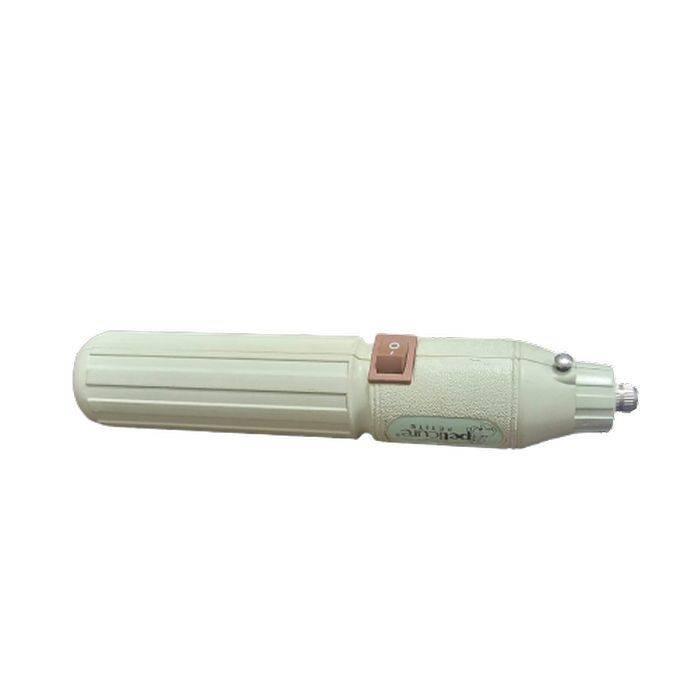 Rechargeable Drill Machine 5V DC Powered Mini Hand Held Used Condition - a light-colored handheld tool with a power switch on the side, shown in used condition.
