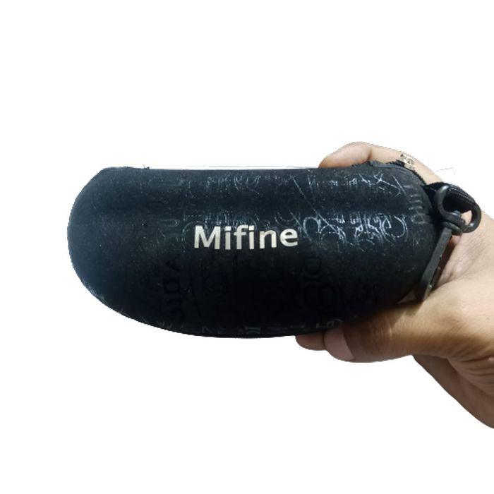 Rechargeable LED Magnifying Glasses - black semi-hard storage case with a zipper and the brand name Mifine printed in white on the front.