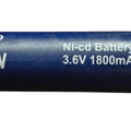 Rechargeable Ni-Cd Battery 3.6V 1800mAh - a blue cylindrical battery labeled REEON JAPAN with a recycling symbol on the silver end.