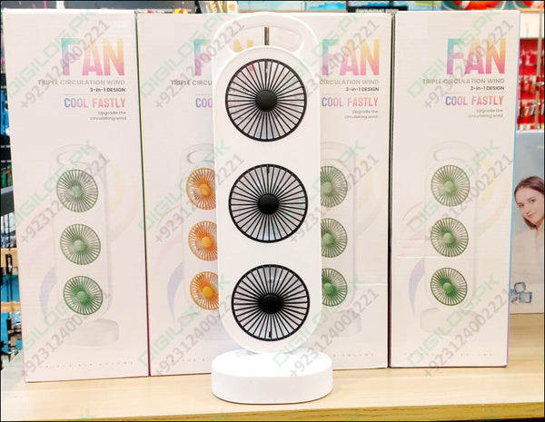 Rechargeable Triple Circulation Wind Fan price in pAkistan