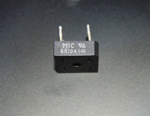 Rectron Bridge Ractifier BR104 (used Condition) - a black square-shaped electronic component with four metal pins and printed text including MIC and BR104 448.