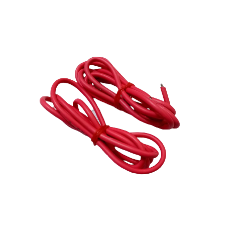Red 1meter Solderable Wire Hard Wires For Wiring Jumper Wire Wiring Cable - shown as two coiled lengths of red electrical wire tied with red plastic ties.