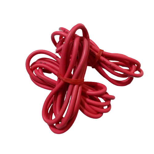 Red 1meter Solderable Wire Hard Wires For Wiring Jumper Wire Wiring Cable - shown as two coiled bundles of red insulated wire secured with red ties.